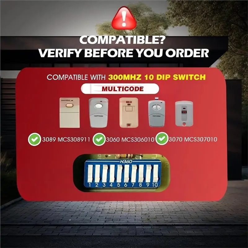 Code Garage Door Opener Remote Control 4-Pack For Multicode Gate Opener 3089 308911 MCS308911, Multi-Function System