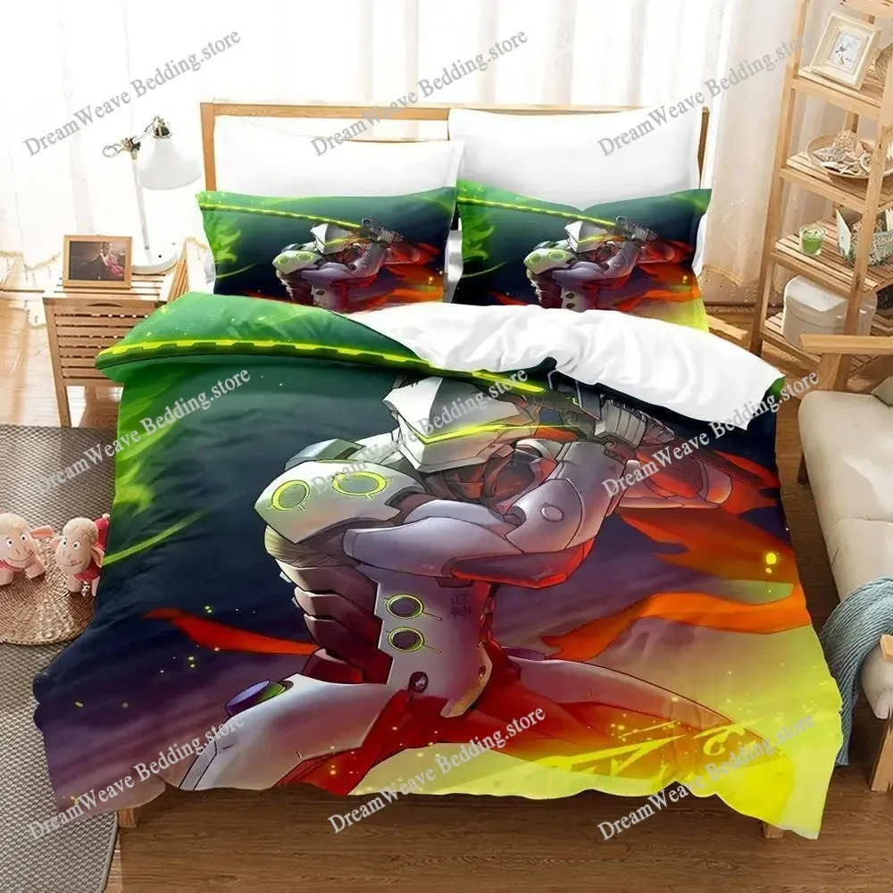 

Overwatch Genji Bedding Set Single Twin Full Queen King Size Bed Set Adult Kid Bedroom Duvet Cover Sets 3D Print Game Bed Sheet9