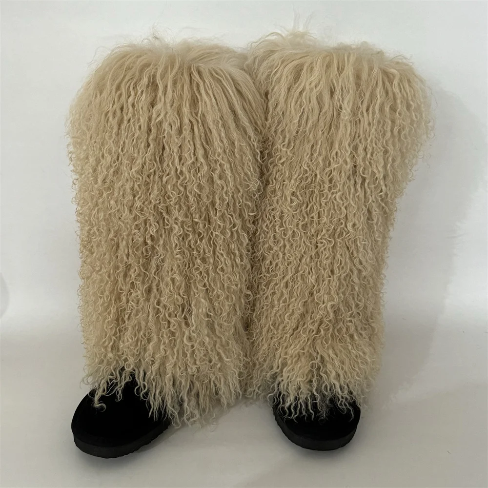 Women Spice Girl Real Mongolian Fur  Leg Warmer Women Winter Warmer Foot Cover Y2K Girl Leg warmers