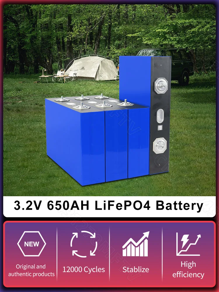 12000+ Zyklen 650ah LiFePO4 Batterie Brandneu Klasse A 3.2V Wiederaufladbare Zelle DIY 12V 24V 48V für Wohnmobil EV Heimenergie Golfwagen EU-Lagerbestand