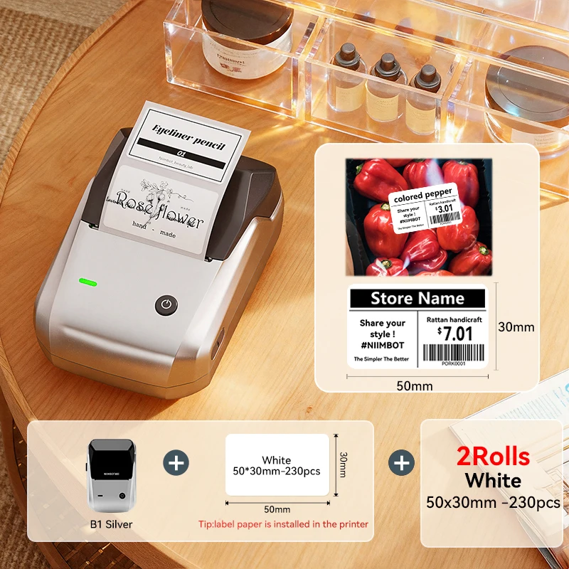 Niimbot B1/B1 PRO Thermische Labelprinter Bluetooth Pocket Label Maker Barcode QR-code Zelfklevende sticker Etiketteermachine - afbeelding 1