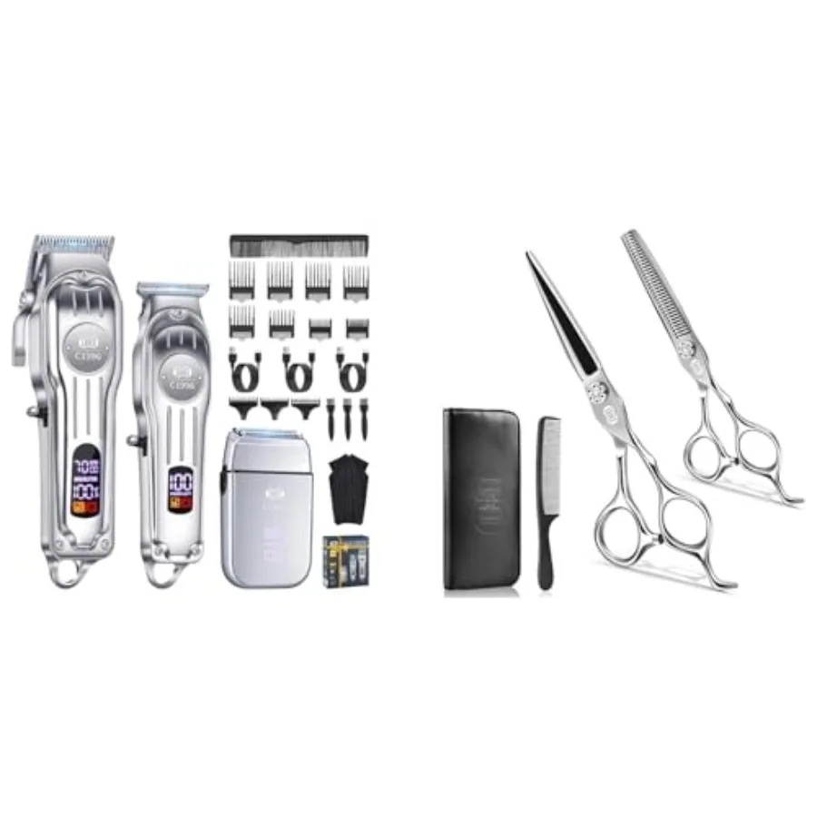 

Профессиональный набор для стрижки волос 7 дюймов: парикмахерские ножницы 440C и машинки для стрижки волос для мужчин, для стилистов, домашнего использования и салонов