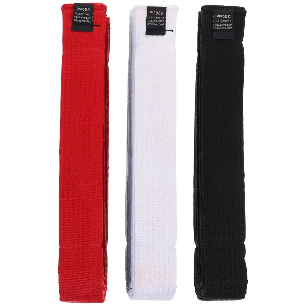 3Pcs Cotton Waist Belt for Martial Arts Taekwondo Karate Training Belt Non-Shrinking Washable Comfort Fit for Teens Adults
