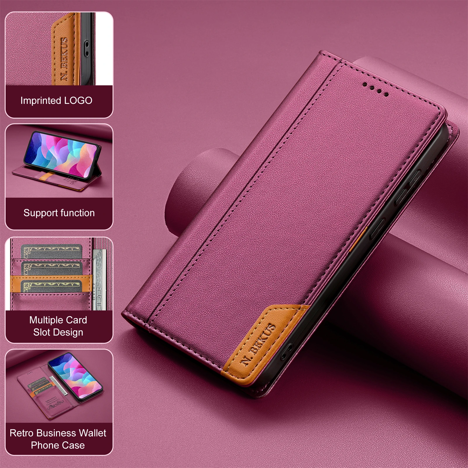 Business Leather Case For Samsung Galaxy A17 A37 A57 A16 A36 A56 A26 A07 A55 A35 A15 A54 A34 A14 A53 A33 A13 Flip Wallet Cover