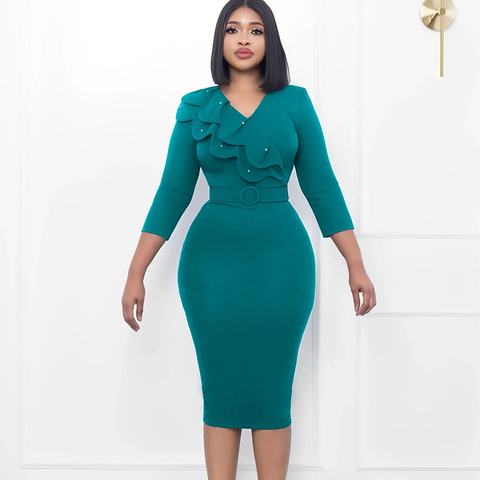 

Customized Customized Long Sleeve Polyester African Dresses for Women Spring Autumn African Women Long Sleeve Solid Color Dress