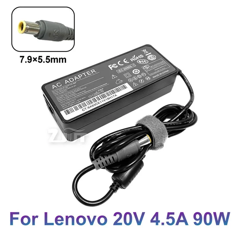 20V 4.5A 90W 7.9*5.5mm AC Laptop Power Adapter Charger For Lenovo