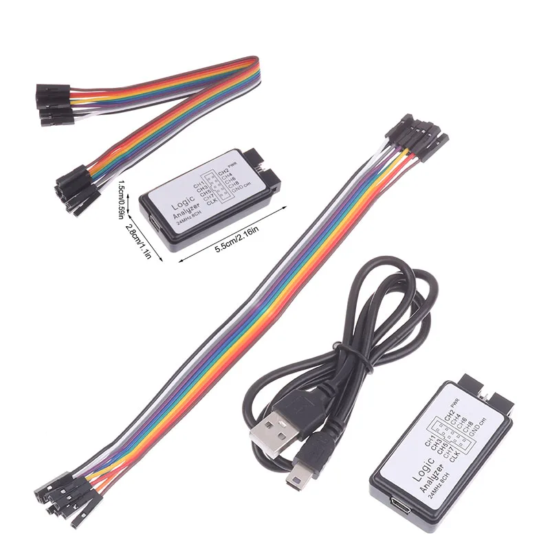 

1set Plastic USB Logic Analyzer 24MHz 8Channel Input Memory 24M/Second Logic Analyzer Debugger For ARM FPGA Logic Analyzer Logic