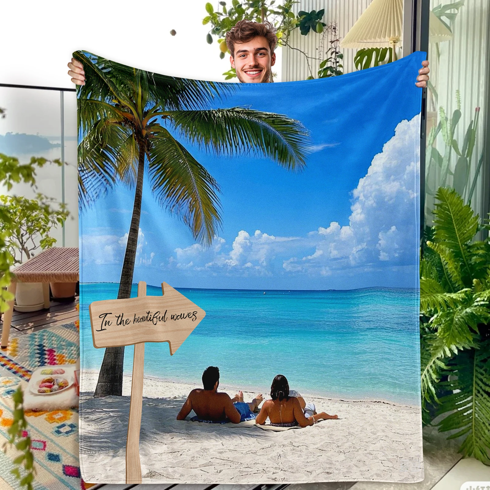 Romantic Summer Blanket Hawaii Seaside Resort Landscape Photos Personalized Customization Blanket Suitable for Friends Family