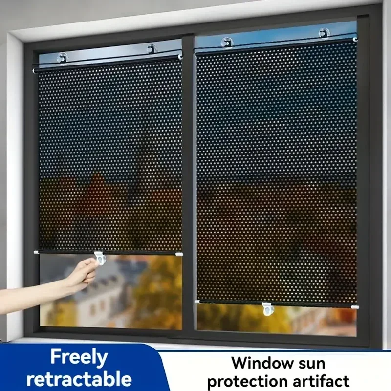 Suction cup telescopic sunshade sunscreen curtain heat insulation sunshade