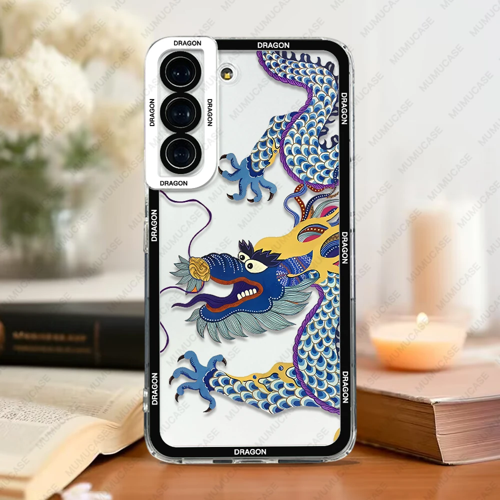 Case For Samsung Galaxy S20 S21 FE S22 S23 Ultra A13 A32 A33 A50 A52 A53 A73 A54 A14 Soft Cover Dragon Art