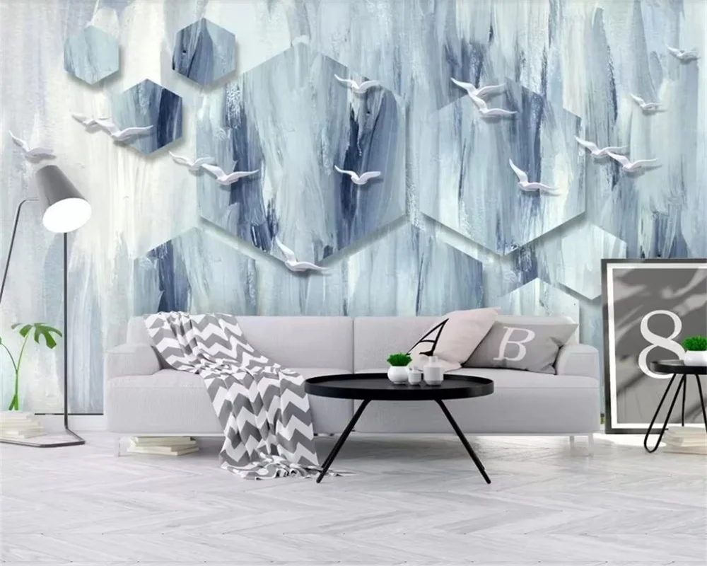 Custom wallpaper 3d light luxury background wall golden solid geometric polygon marble texture stitching decorative wallpaper