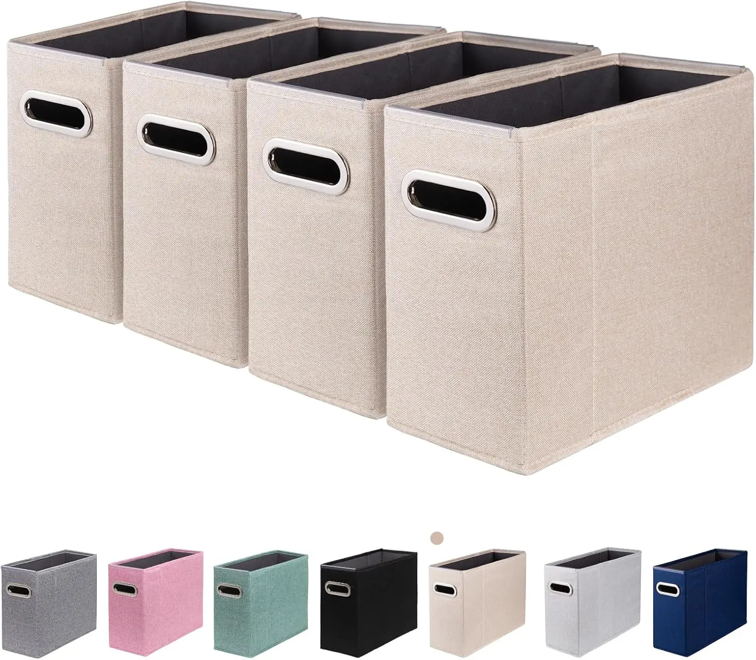 

4-Pack Beige Collapsible File Organizer with Metal Handle, Smooth PVC Rails for Letter Size Storage