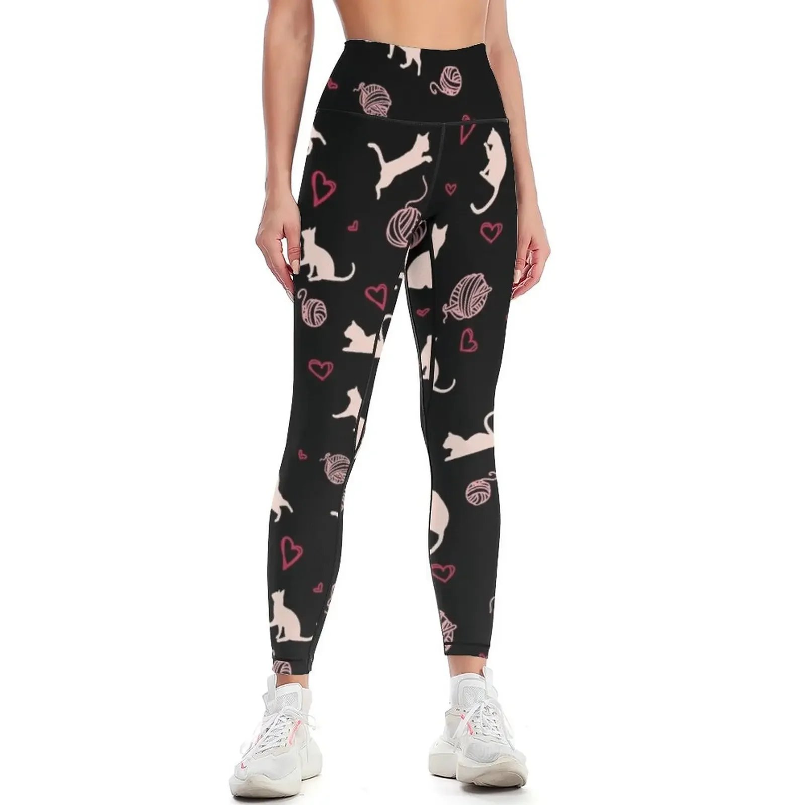 

Cat Lover's Pattern Black and Pink Leggings push up legging Leginsy push up sport pants Fitness's gym clothes Womens Leggings
