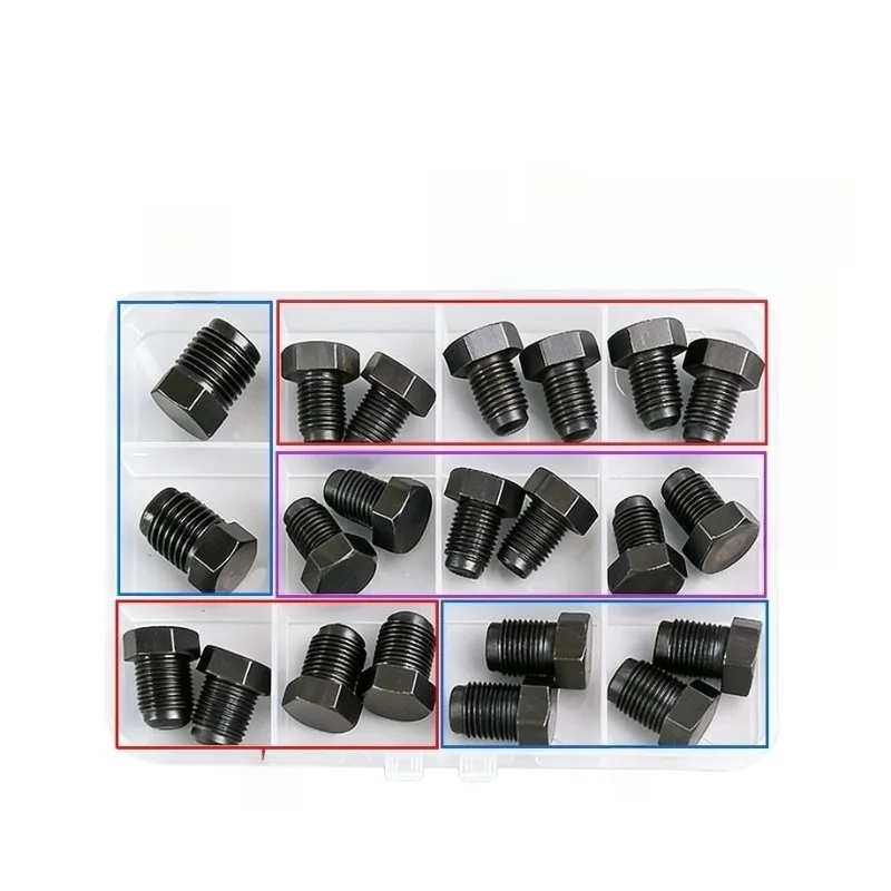 Car brake hose plug tool, external thread, concave and convex blocking, blocking head set