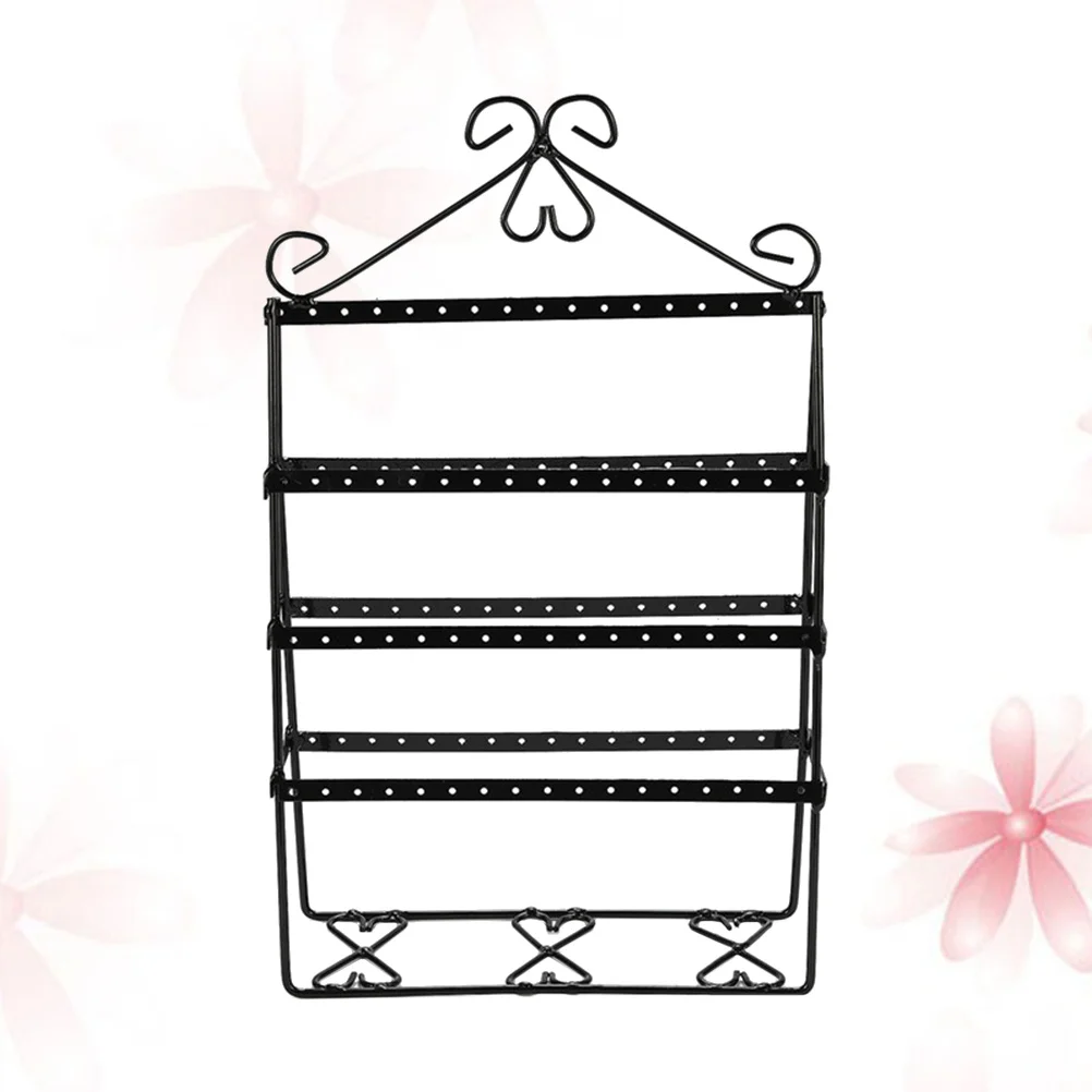 

Earrings Storage Rack Jewelry Display Earrings Hanging Rack Metal Display Organizer Storage Shelf (Black)