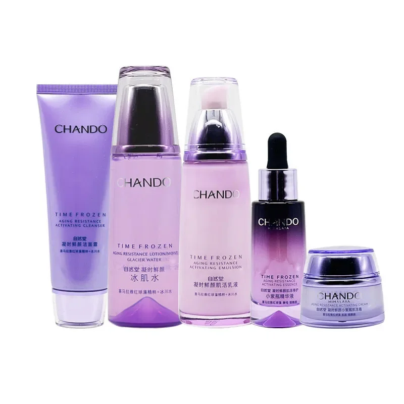 CHANDO-Reparação Anti-Envelhecimento SkinCare Set, Toner, Loção, Soro, Caixa Presente, Essência, Creme de Olhos, Ilumina Hidratar, Hidratar, Beleza Rara