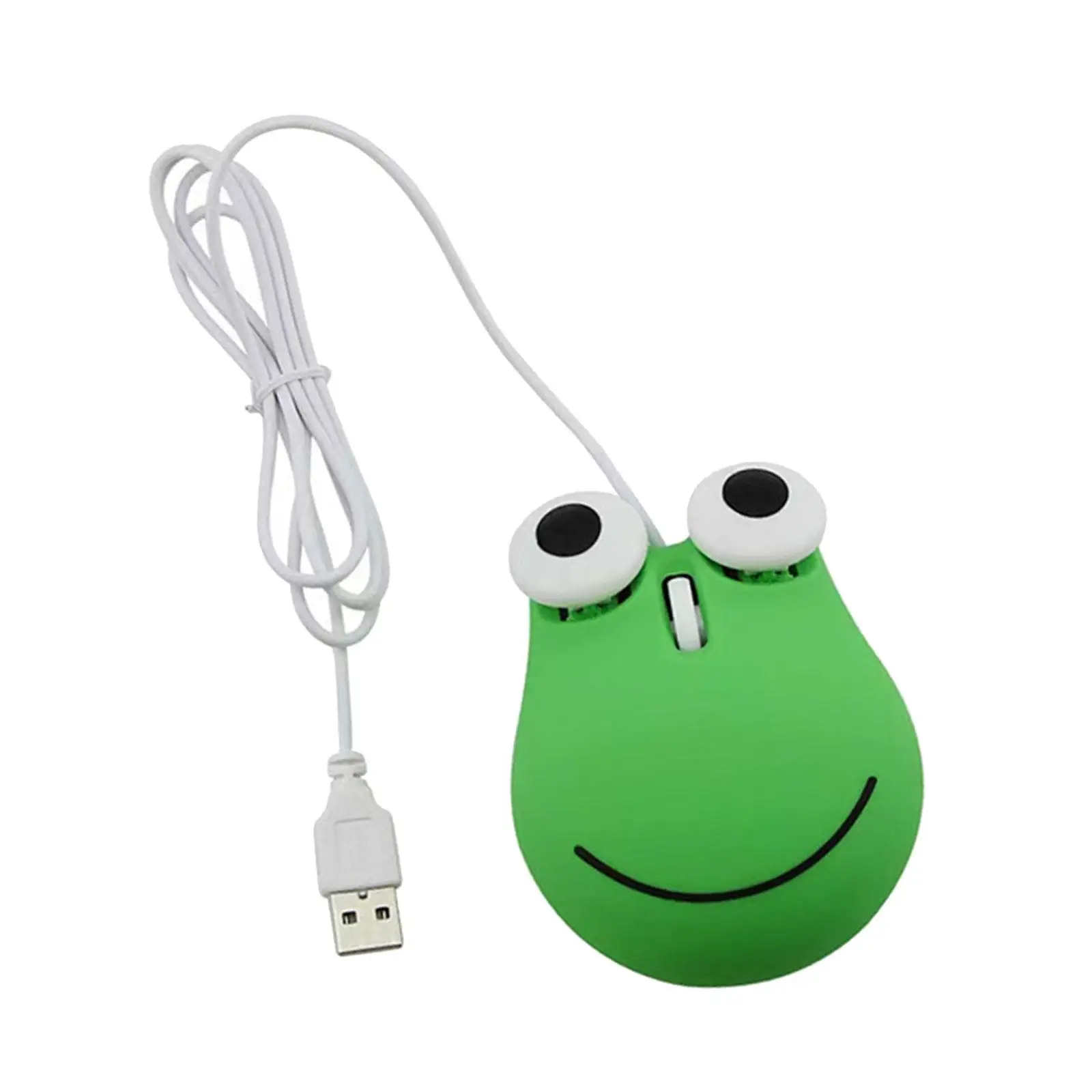 Wired Mice with 135cm Long USB Cable Animal Shape Smooth Plug and Play Ergonomic Cute Mice Big Eyed Green Frog for Computer