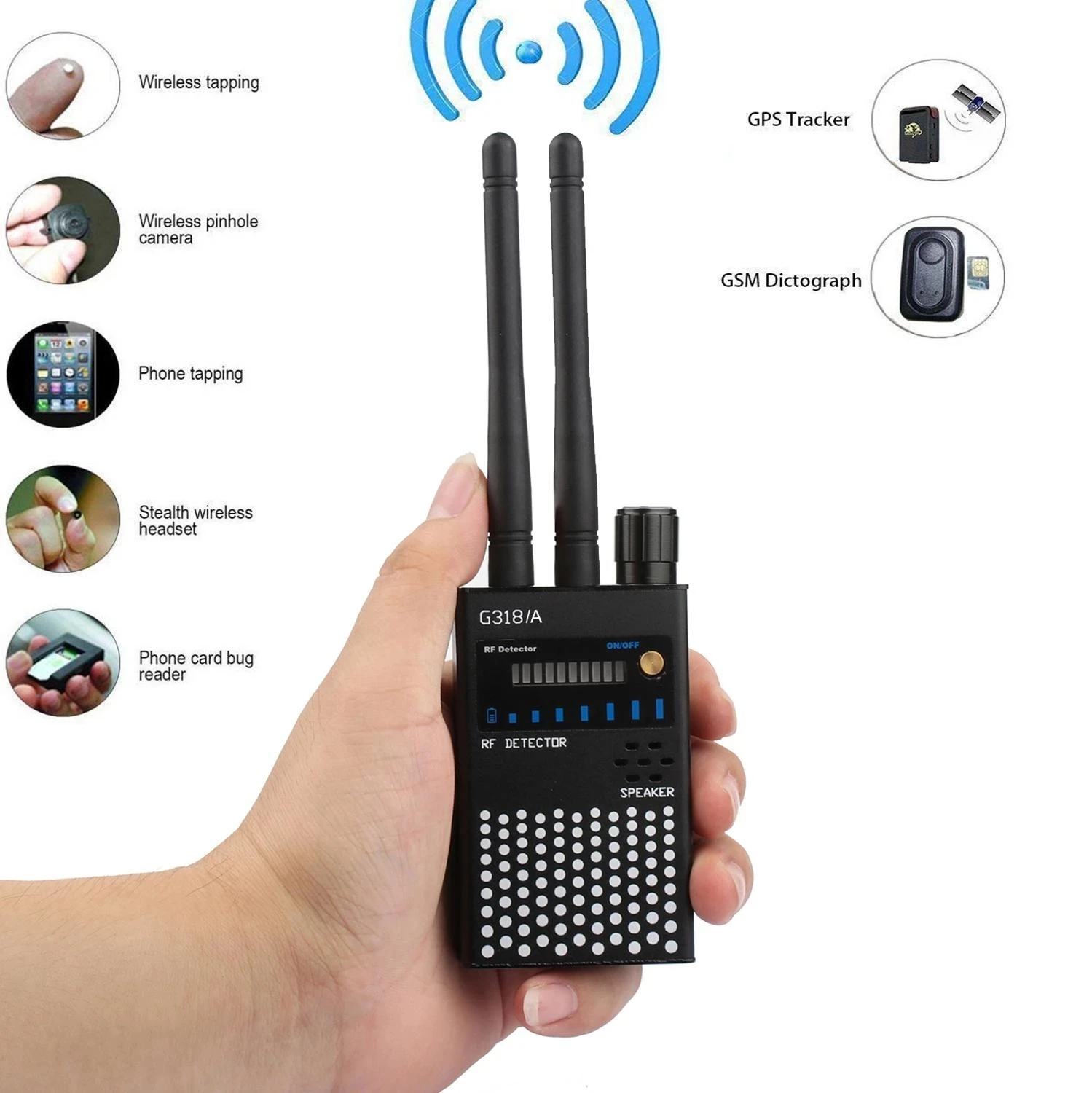 Multifunction RF Signal Detectors Bug Full Range Wireless Hidden Camera GSM Listen Device Detect Radio Audio Finder GPS Scanner