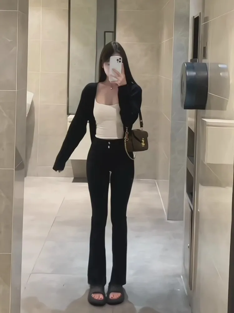 

Bla Slimming High Waist Bell Bot Jeans Women's Autumn New Sle Pear ape Versatile Small Size Lengthened Pants