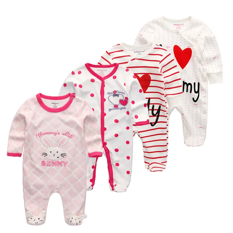 4Pcs/Lot Baby Unisex Rompers Cartoon Cotton Newborn Boy Girl Full Sleeve Jumpsuitss Spring Autumn Infant Onesies Clothing Set