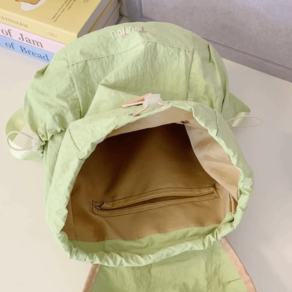 Dopamine Color Strawberry Drawstring Backpack Travel Korean Style Fruit Nylon Backpack Book Bag Commute Hiking Shoulder Bag