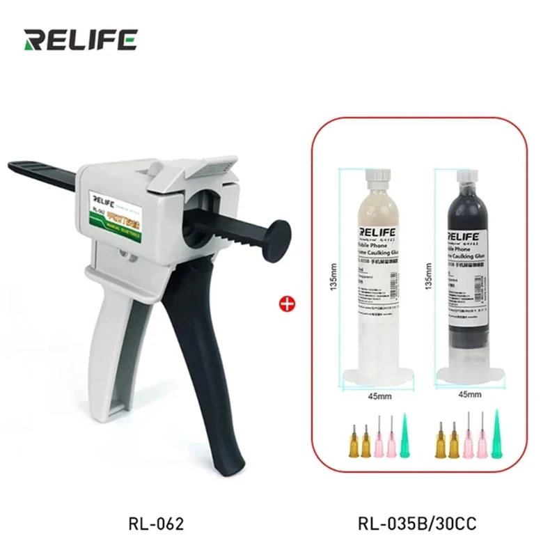 RELIFE RL-062 Manual Glue Dispenser for RL-035B 30ML Transparent/Black Caulking Waterproof Seal Glue for LCD Screen Repair