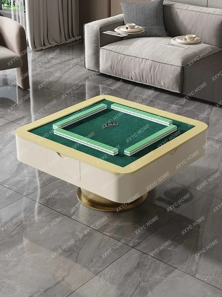 A  Slate three-purpose mahjong table, modern home living room multi-functional lifting integrated coffee table dining table