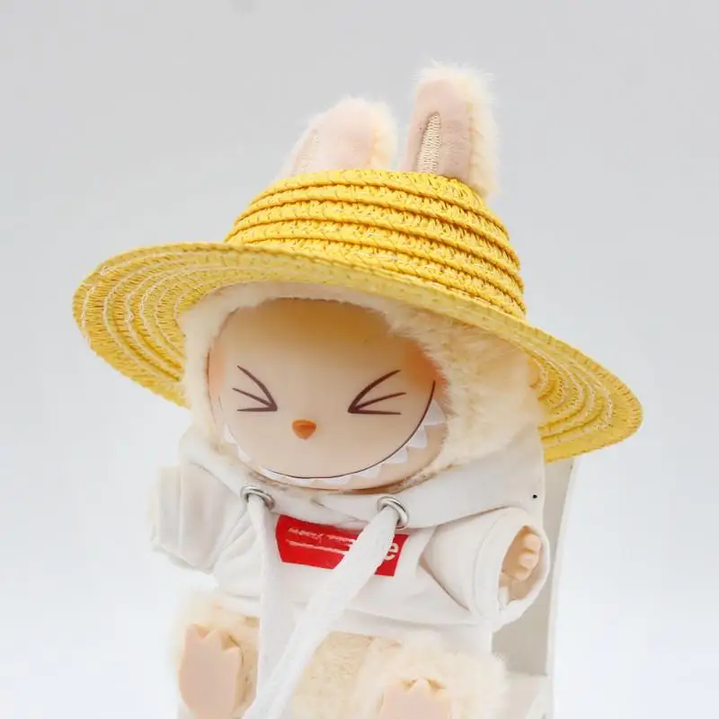 17cm Mini Plush Doll'S Clothes Outfit Accessories For Korea Kpop Exo Labubu Idol empty top straw hat Clothing Gift