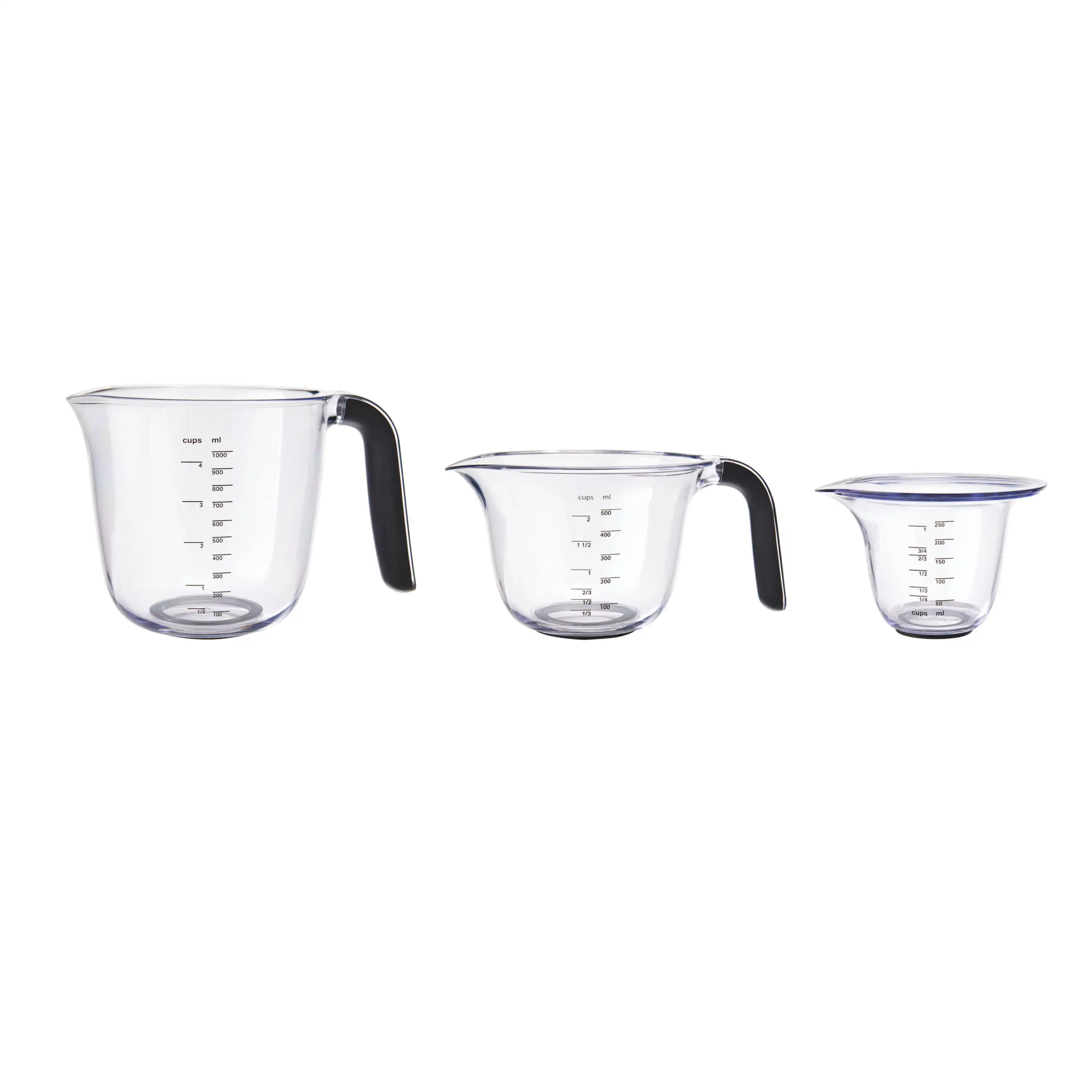 

Универсальный прозрачный пластиковый набор Kitchenaid из 3-х мерных стаканов с черной ручкой