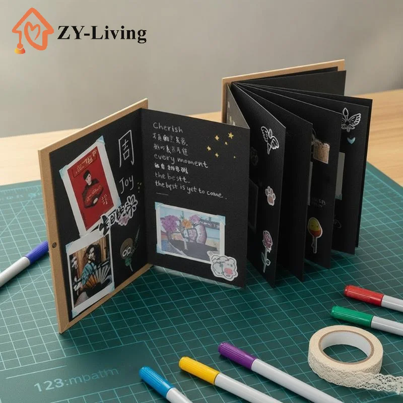 Folding 18 Page Accordion Book Scrapbook Album Notebook Kraft Paper Diy Photo Albums For Couple Gifts