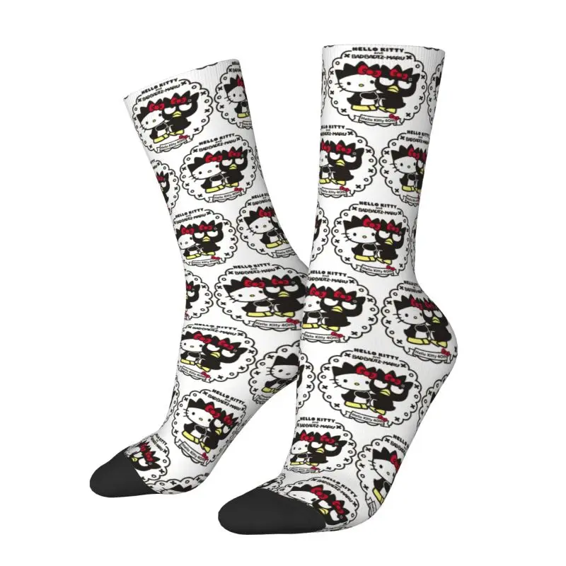 Custom Cool Print BAD Badtz-Maru Sanrio Cartoon XO Child Socks for Men Women Stretchy Summer Autumn Winter Crew Socks