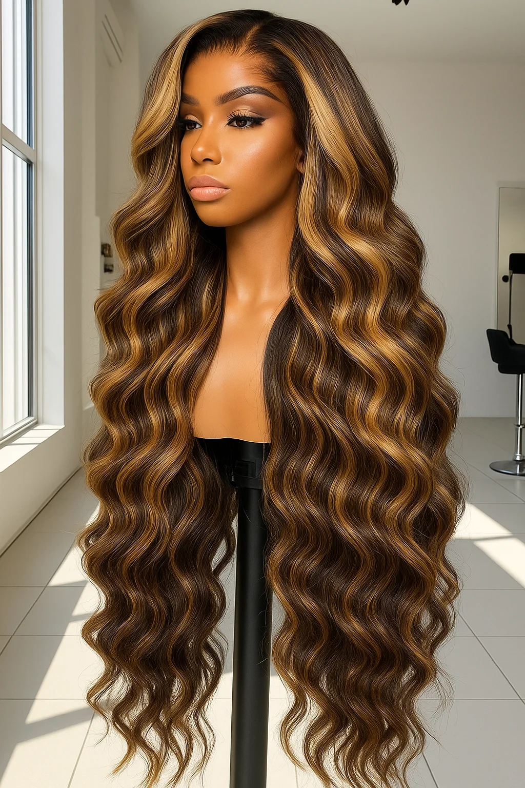 

Honey Blonde Ombre Lace Front Wig Human Hair Highlight Body Wave 13X4 HD Lace Frontal Wigs Human Hair 180 Density 4/27 Colored