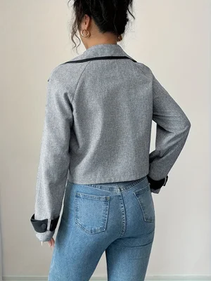 Long Sleeve Jacket by Autumn Excellence Spring Elegance Commute Street Fashion Large Collar Shirt Mini Jacket