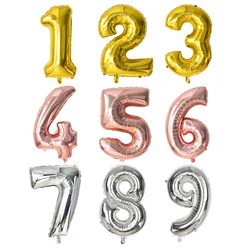 32inch Number Balloon Rose Gold Silver Aluminum Foil Ballon Digital 0 1 2 3 4 5 6 7 8 9 Birthday Party Decoration Wedding Globos