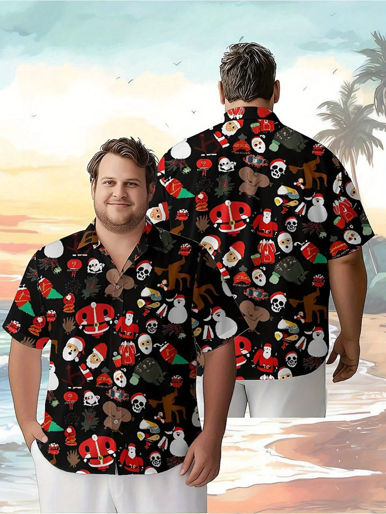 

Men's Plus Size Hawaiian Shirts Christmas Theme pattern,New in Summer Fashion Tops,Hip Hop Rock Streetwear