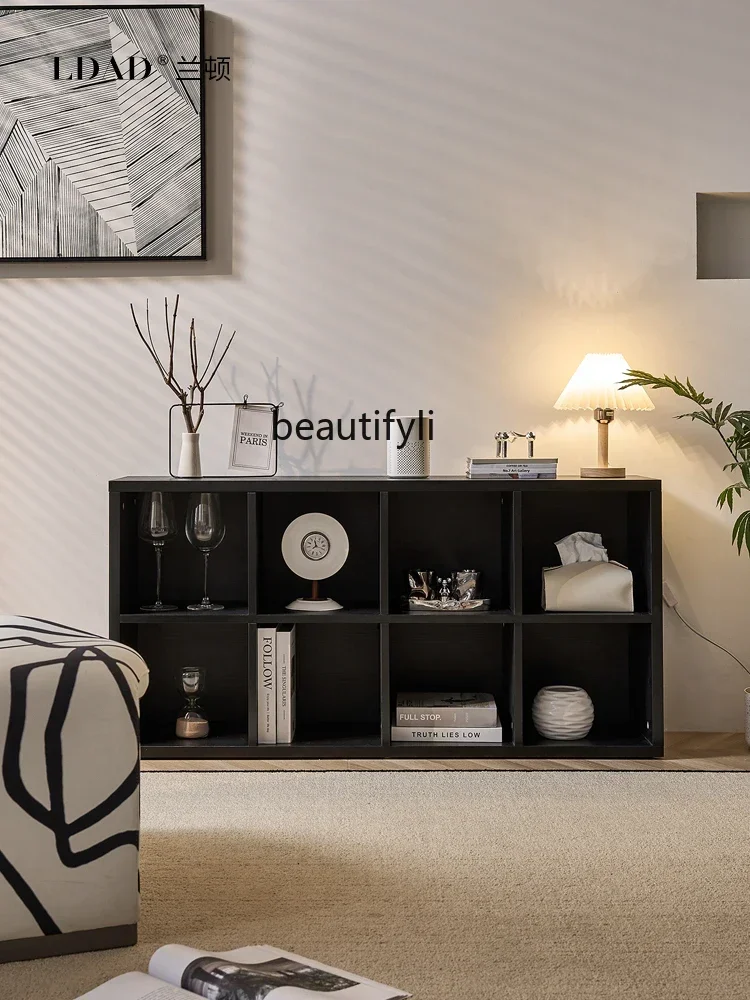

1184French Style Chinese Style Grid Cabinet Living Room Nordic Black Retro Low Cabinet Free Combination Display Shelf furniture