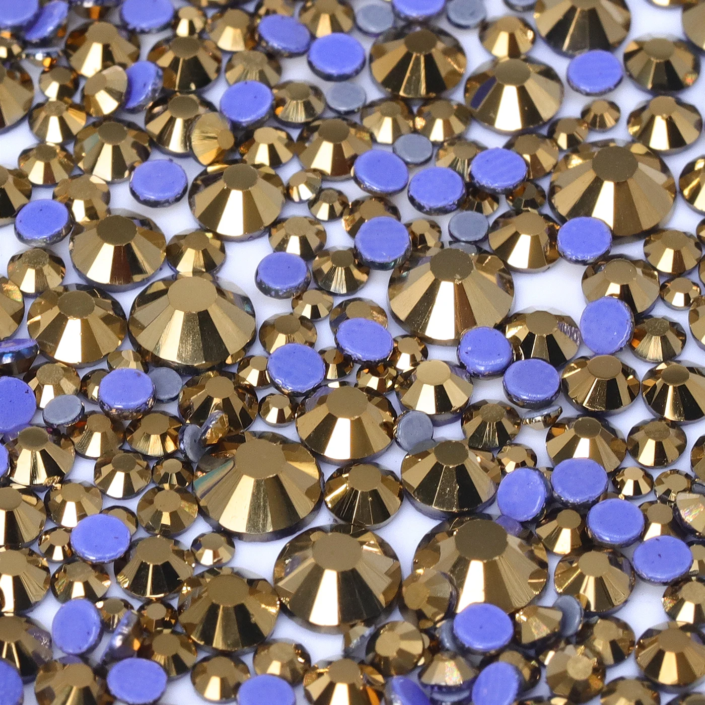 Glitter Crystal AB Round Glass Flatback Self-adhesive Rhinestones Various Sizes Hotfix Crystal For Needlework Wedding Dress DIY
