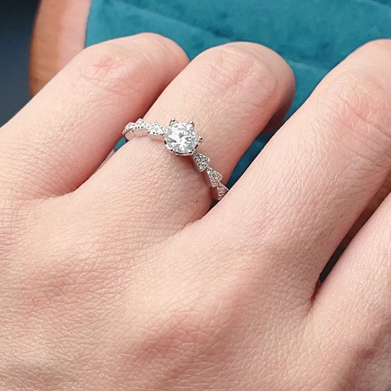 

0.5ct D Color VVS Moissanite 925 Silver Solitaire Ring for Women Wedding Promise Band 925 silver jewelry