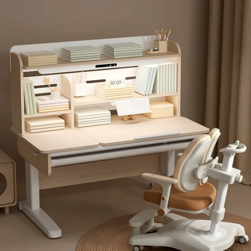 Modern Luxury Solid Wood Writing Desk Liftable Household Integrated Study Table Office Desks And Workstations Adjustable Tables