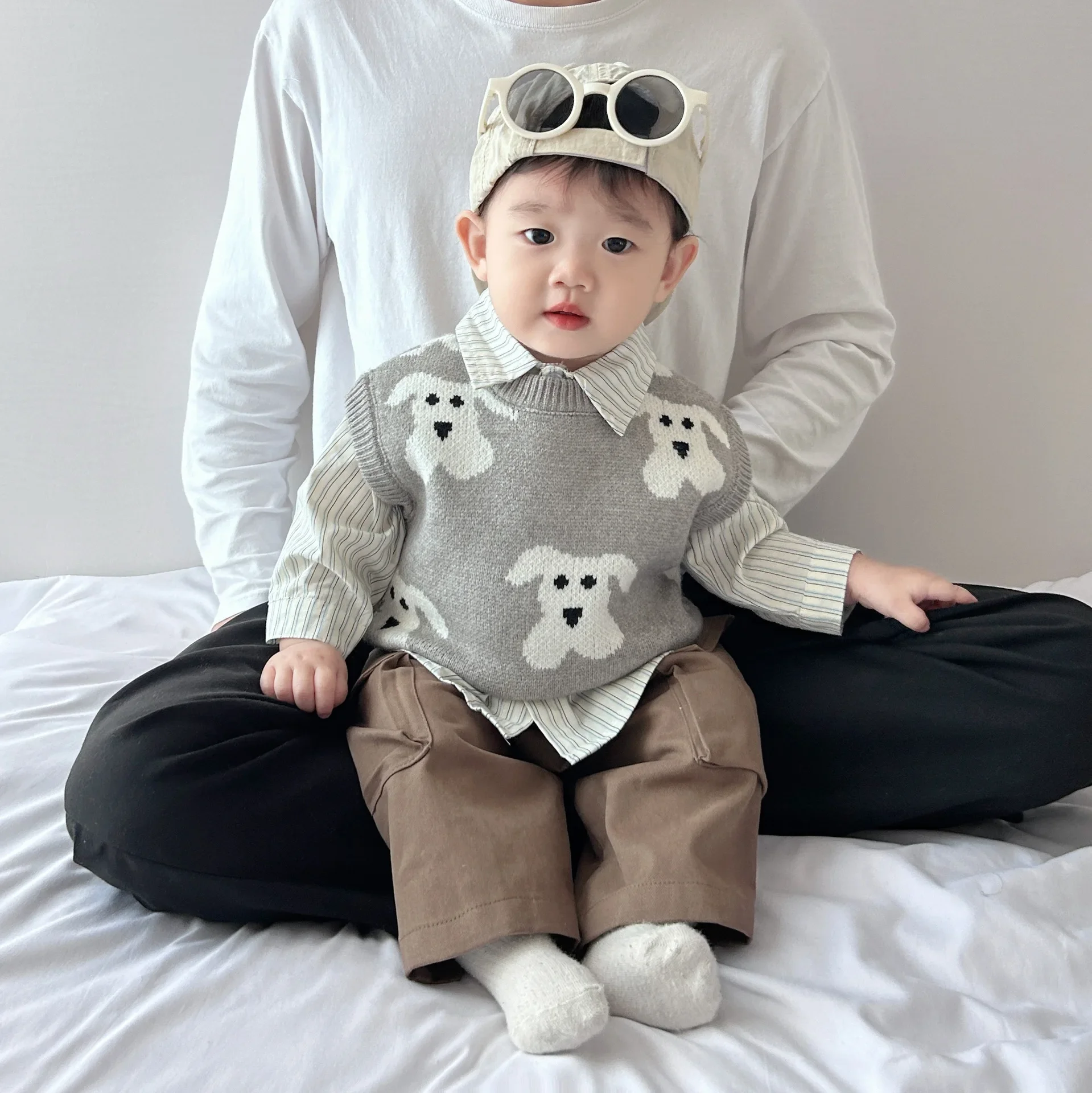 Children Clothing Fashion Casual Korean Style Boys Vest 2024 Autumn and Winter New Boy Baby Cartoon Cute All Match Knitted Vest