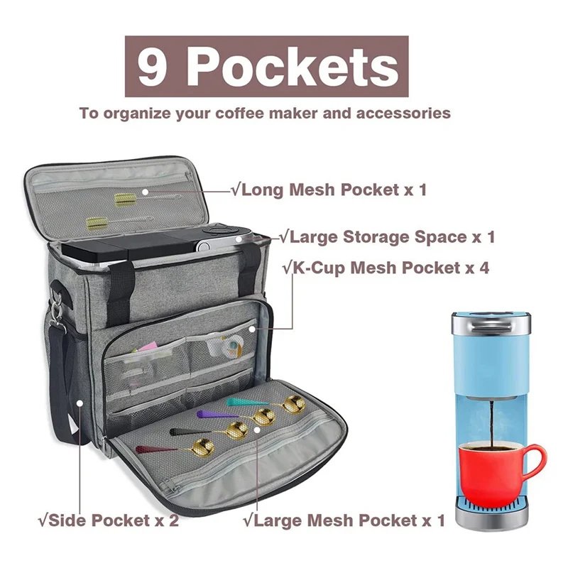 A61T-Coffee Maker Travel Tote Single يخدم منظم محطة القهوة وحقيبة الجيب للسفر