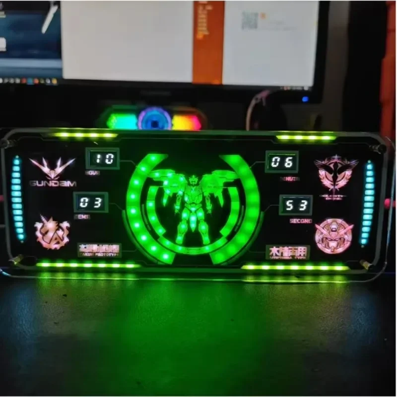 Cyberpunk RGB LED Nixie Fluorescent Tube Clock Digital Table DisplayDesktop, Cyberpunk, E-sports Room Accessories