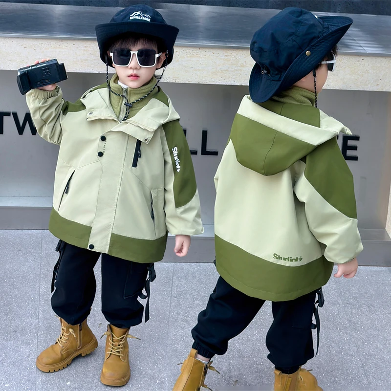 

Модная куртка-трансформер для мальчиков: утепленная, двухслойная, из полиэфирного волокна, с капюшоном, для осени и зимы, стильная молодежная одежда