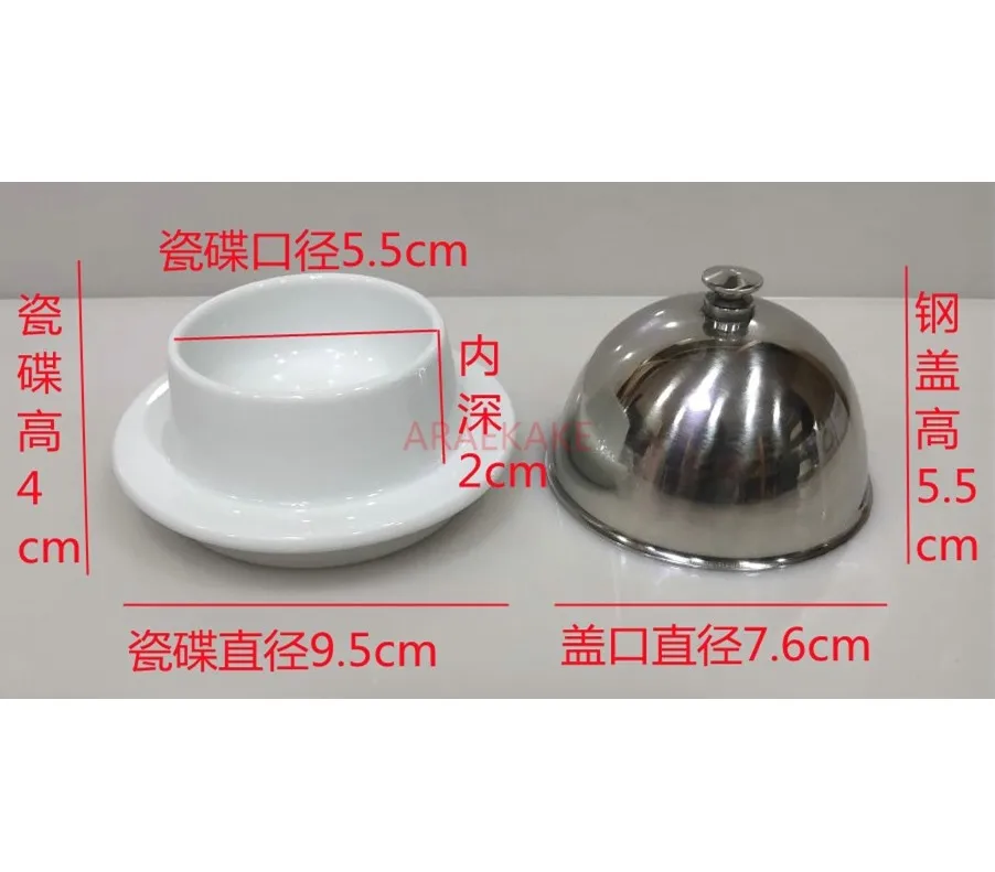 Stainless steel butter cup, ceramic plate, mousse dessert, cheese snack plate, nut cup plate, cheese cup, Western cuisine season