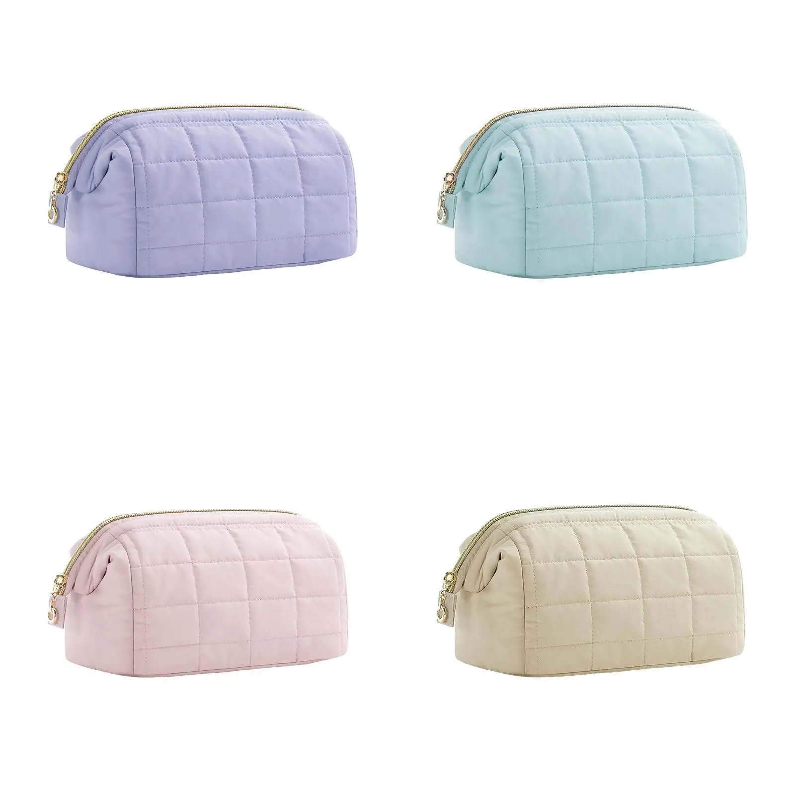 Quilted Cosmetic Bag Portable Handbags Toiletries Pouch Cotton Makeup Bag for Hotel Wedding Home Daily Use Hiking Business Trips