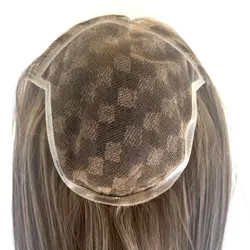 Hstonir European Remy Hair Women Topper Full Lace Closure Wig Toupee Human Hair Kippa Hair Pieces Black Blond Stock TP48