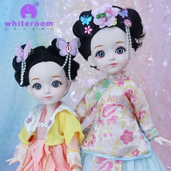 Bjd 1/6 Bjd Doll Blue Eyes Cothes Ancient Chinese Clothing Accessories Dress Smile Princess Girl Body Set Home Furnishings Gift