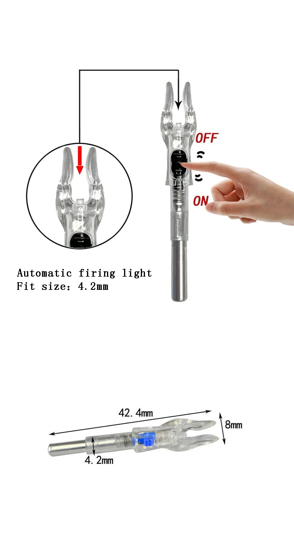 3pcs ID 4.2 mm Arrow Shaft Bow Archery Hunting LED Nock Lighted Luminous arrow Tail