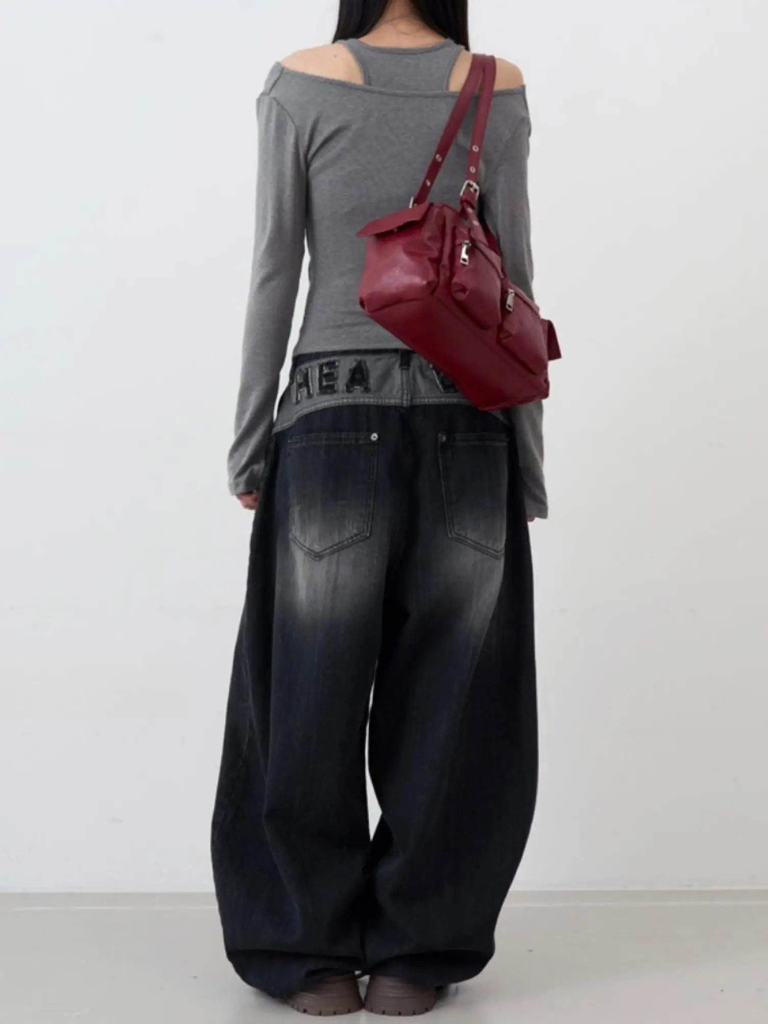 

Street Sle Loose Straight Leg Jeans k Wa Ba Lettering High Waist Wide Leg Pants for Young Women Spring Season