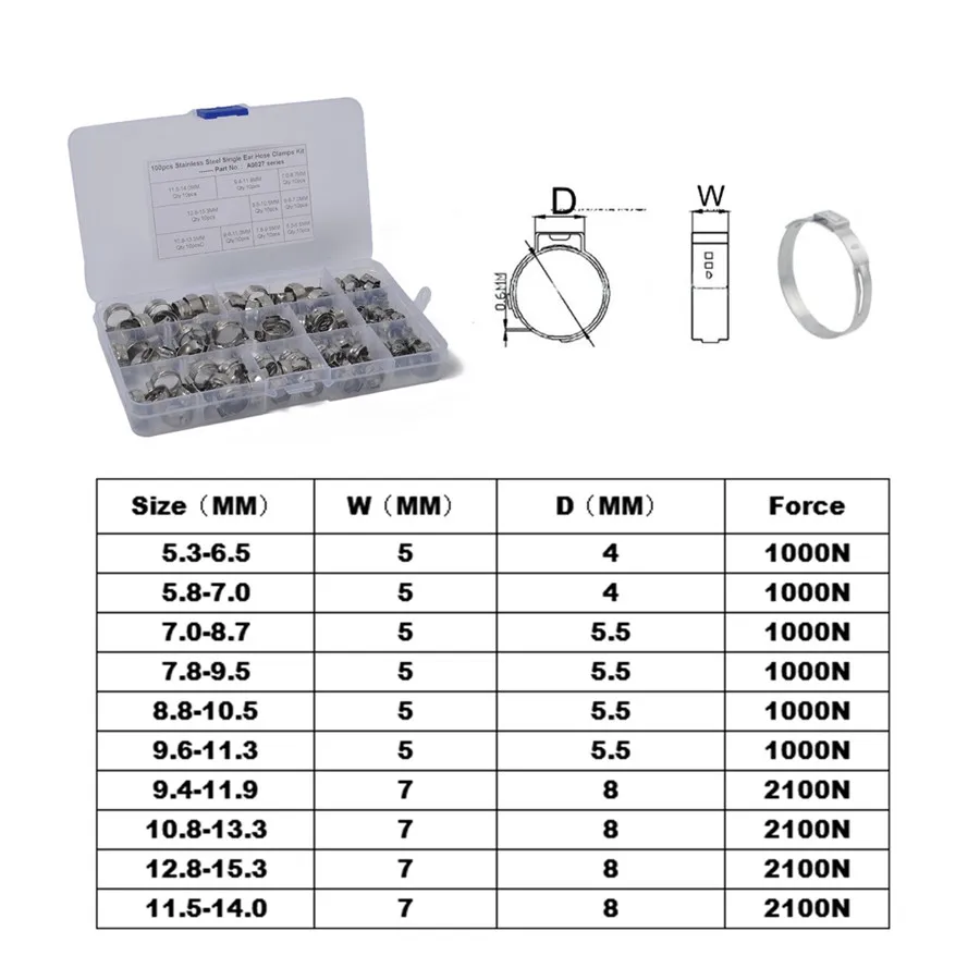 Universal 100PCS Hose Clamp and Tool Set